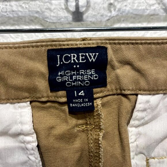 J. Crew Girlfriend Chino Pants Womens 14 Brown Cotton Stretch High Rise Tapered - Picture 7 of 16